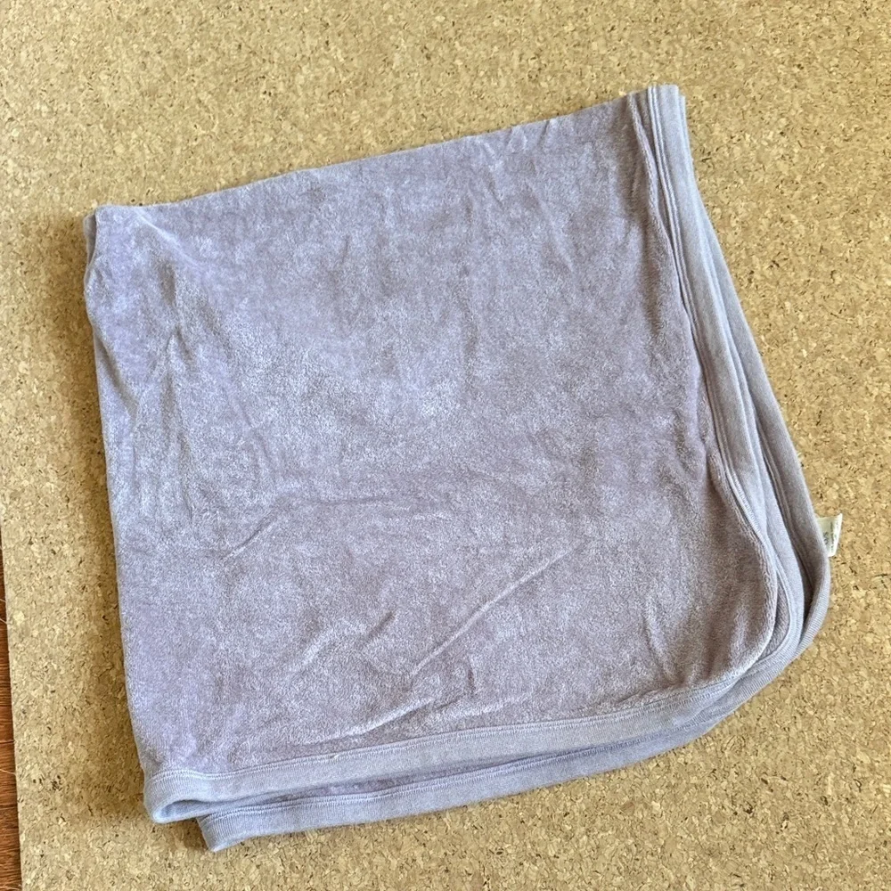 Kate Quinn Organic Cotton Baby Blanket Soft Grey Purple EUC